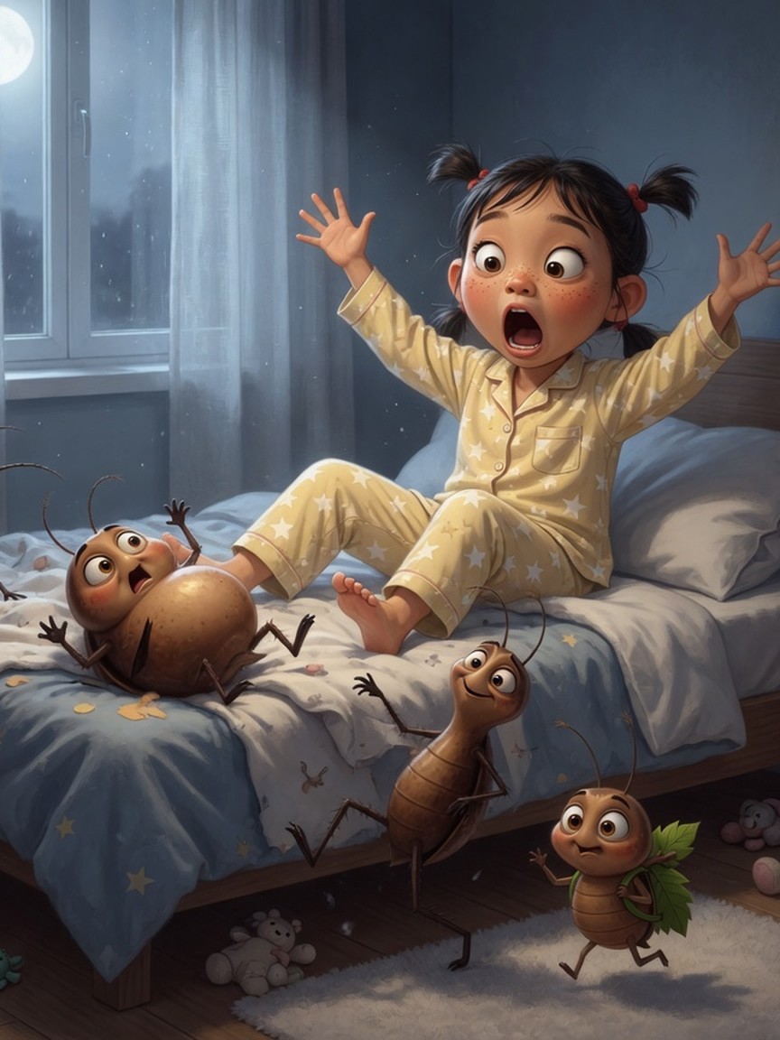 午夜：小姑娘半夜惊醒尖叫，蟑螂四处逃窜